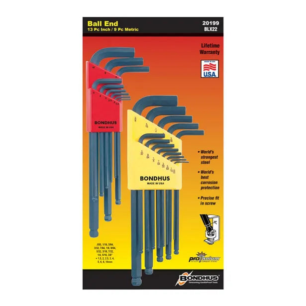 BONDHUS METRIC/AF BALL END HEX KEY SET BD20199