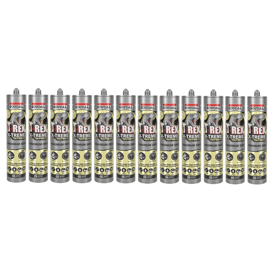 Soudal 134841 T-Rex Power X-Treme Tack, Power Grab 290ml SMX® Polymer Sealant Adhesive White One Box (12 Pack)