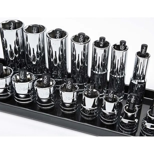 GEARWRENCH 3 pcs 1/4inch, 3/8inch & 1/2inch Drive Black SAE Socket Storage Tray Set 83118