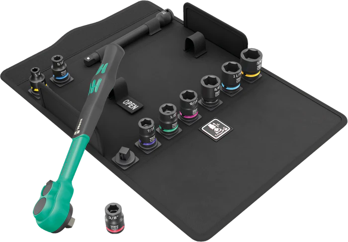 Wera 8100 SB 13 Zyklop Comfort Ratchet Set Reversing Lever 3/8in Imperial 11 Pce - WER005531