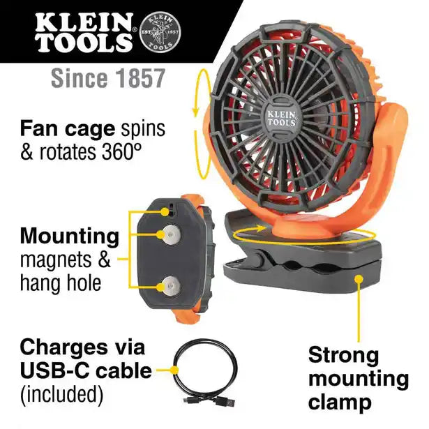 KLEIN 229MM RECHARGEABLE JOBSITE FAN A-PJSFM1