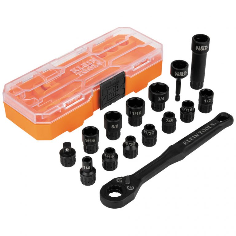 KLEIN Tools A-65400 KNECT™ 3/8″ Drive Impact-Rated Pass Through Socket Set, 15-Piece