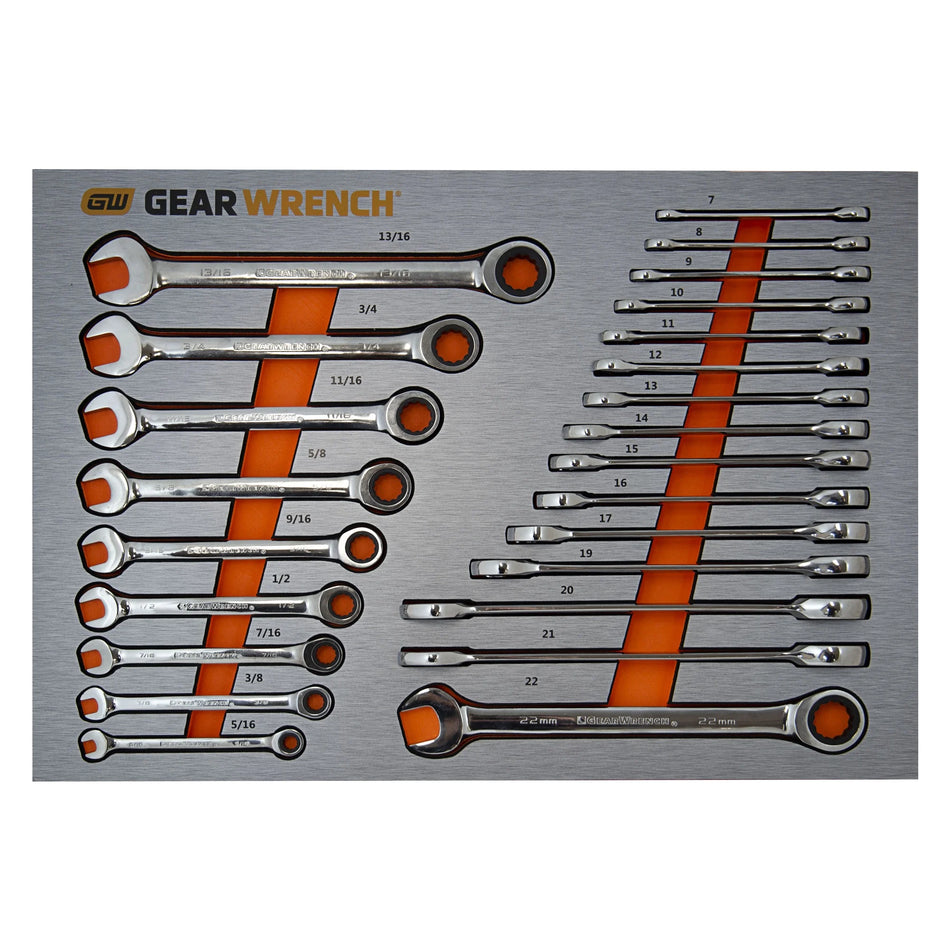 GEARWRENCH 83990 Original 24 Piece Ratcheting Spanner Wrench Set Metric & SAE in EVA Tray