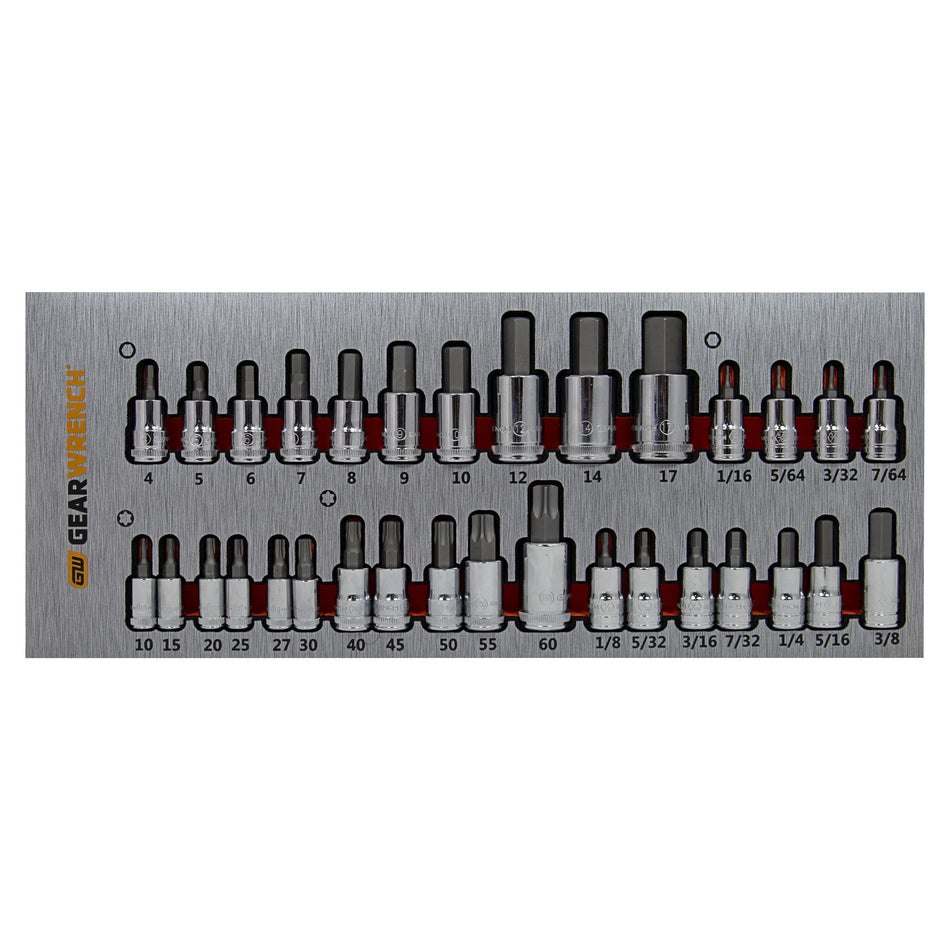 GEARWRENCH 83995 18 Piece 1/2″ Drive 6 Point Deep Socket Set Metric & SAE in EVA Tray