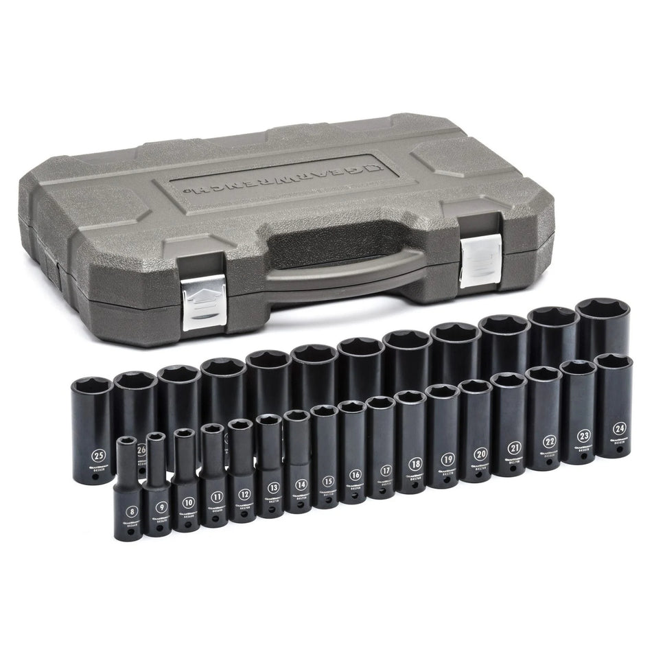 GEARWRENCH 84935N 29 Piece 1/2″ Drive 6 Point Deep Impact Socket Set METRIC