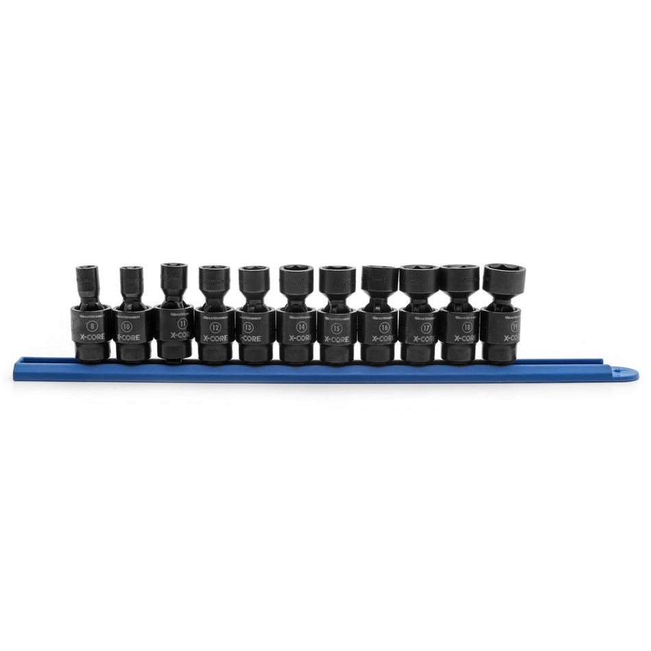 GEARWRENCH 84975 11 Piece 3/8″ Square Drive 6 Point Standard X-Core™ Pinless Universal Impact Socket Set METRIC