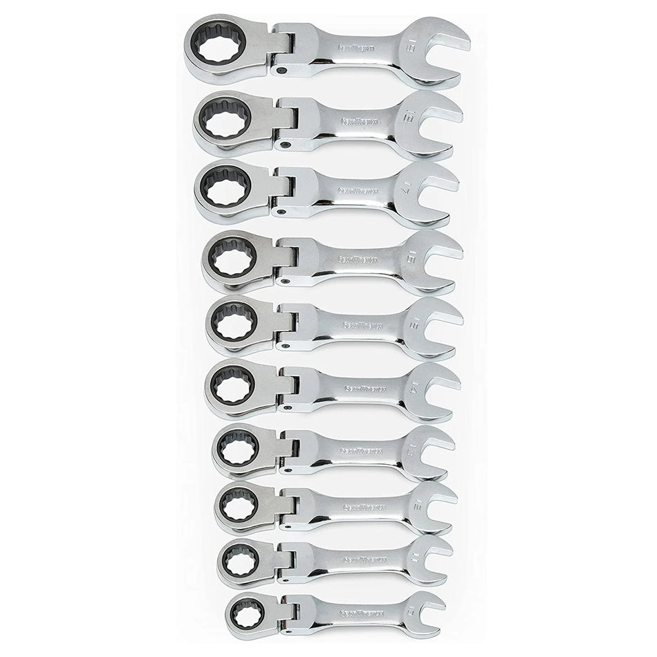 GEARWRENCH 9550 10 Piece Stubby Flex Combination Ratcheting Spanner Wrench Set Metric