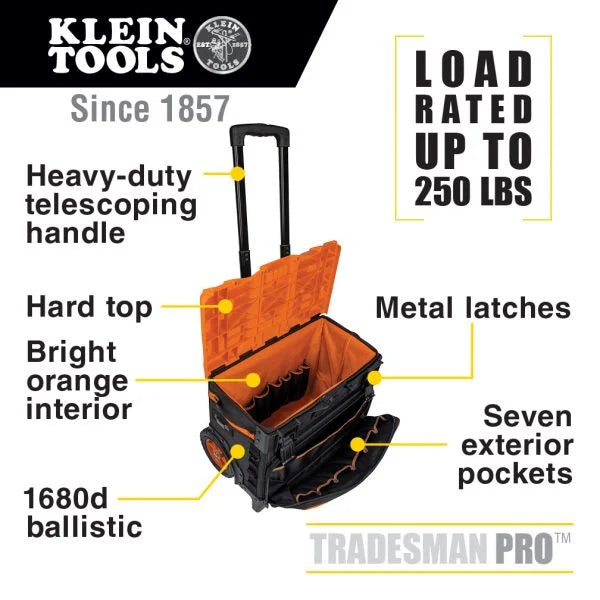 KLEIN Tools A-55473RTB Tradesman Pro™ Tool Master Rolling Tool Bag 19 Pockets 57.2cm