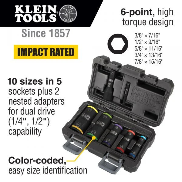 Klein Tools A-66070 Flip Impact Socket Set 7 Piece