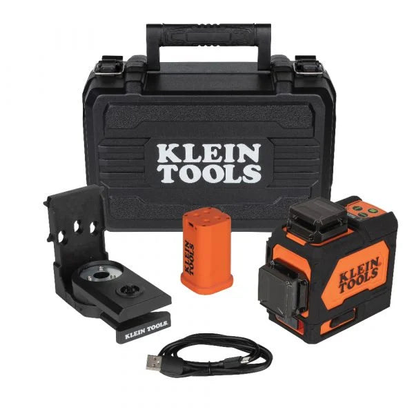 Klein Tools A-93PLL 3D 360 Degree Rechargeable, Self-Levelling Green Beam Planar Laser Level with Hard Carrying Case