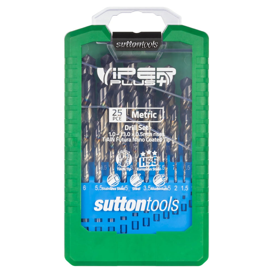 Sutton Tools D179SM3 Jobber Drill Set Viper Plus ProSeries 25 Piece Metric High Speed Steel Futura Nano