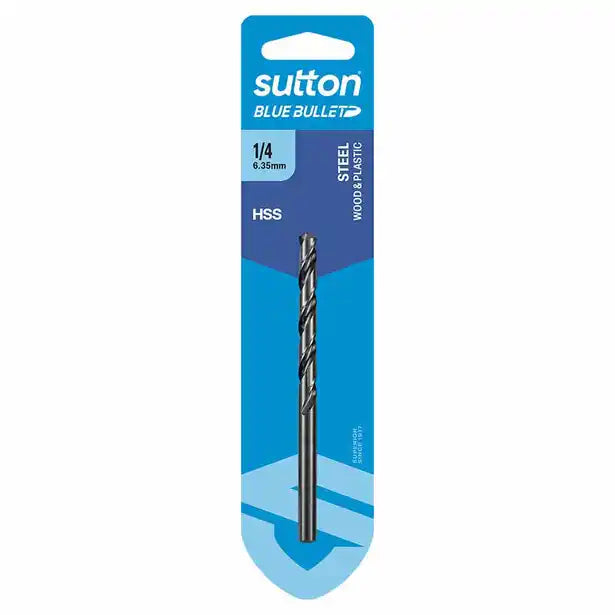 SUTTON 1/4INCH X 101MM HSS BLUE BULLET CARD JOBBER METAL DRILL BIT D102H0635