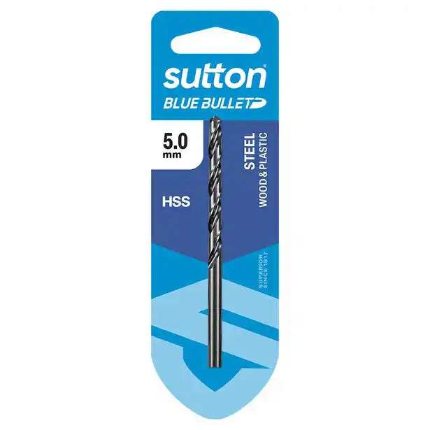 SUTTON 5 X 86MM HSS BLUE BULLET CARD JOBBER METAL DRILL BIT D102H0500