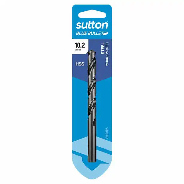 SUTTON 10.2 X 133MM HSS BLUE BULLET CARD JOBBER METAL DRILL BIT D102H1020