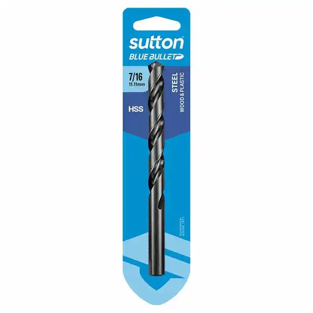 SUTTON 7/16INCH X 142MM HSS BLUE BULLET CARD JOBBER METAL DRILL BIT D102H1111