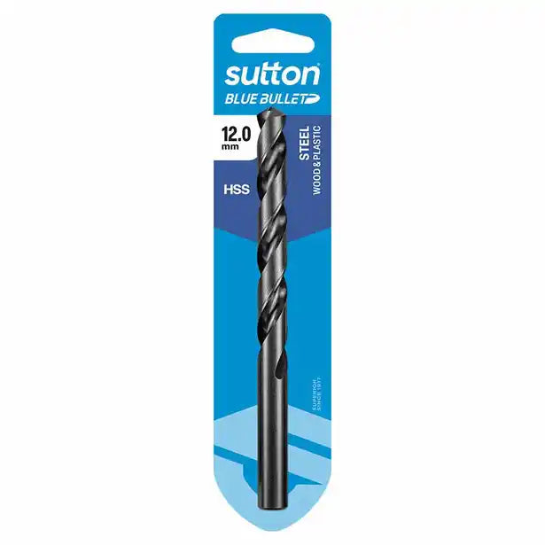 SUTTON 12 X 151MM HSS BLUE BULLET CARD JOBBER METAL DRILL BIT D102H1200