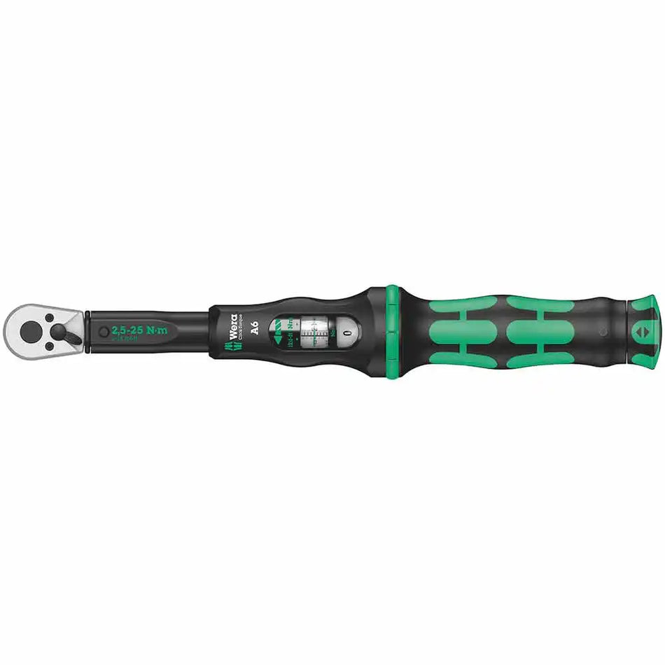 WERA Click Torque A 6 Torque Wrench w/ Reversible Ratchet, 2.5 - 25Nm, 1/4 WER075605