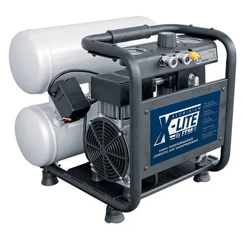 X-LITE AIR COMPRESSOR SILENT 2HP ALUMINIUM TWIN TANK 16L FAD 125L/MIN