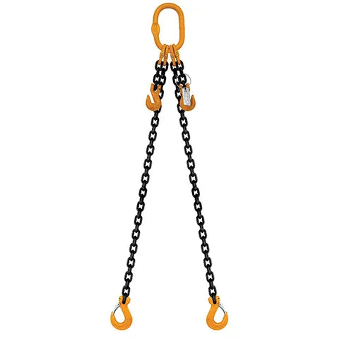 ITM 2 LEG CHAIN SLING, 10MM CHAIN, 1M LENGTH, WITH CLEVIS SLING HOOKS & SHORTENING GRAB HOOKS