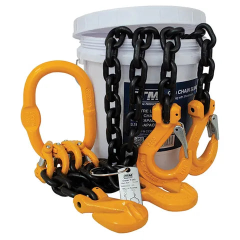 ITM 2 LEG CHAIN SLING, 10MM CHAIN, 1M LENGTH, WITH CLEVIS SLING HOOKS & SHORTENING GRAB HOOKS