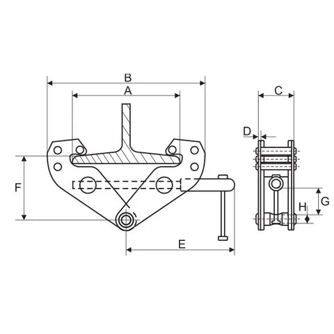 ITM BEAM CLAMP, 1 TONNE, 230MM BEAM WIDTH