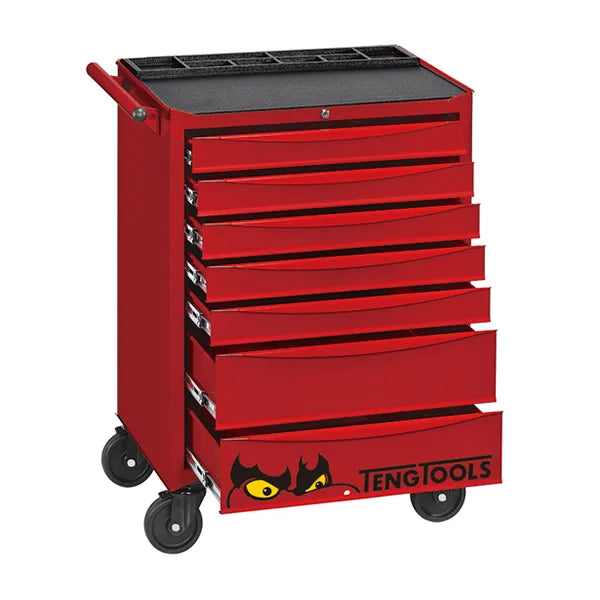 TENG 174PCE 26" 7 DRAWER ROLL CABINET TOOL KIT, METRIC, EVA TRAYS, RED