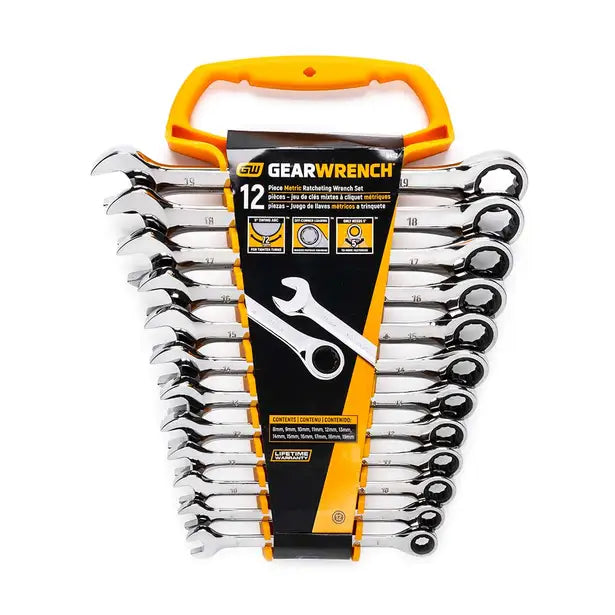 GEARWRENCH 12 PIECE METRIC ORIGINAL COMBINATION RATCHETING SPANNER SET 9412