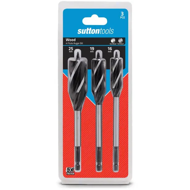 SUTTON 16-32MM 4-FLUTE AUGER BIT SET - 3 PIECE