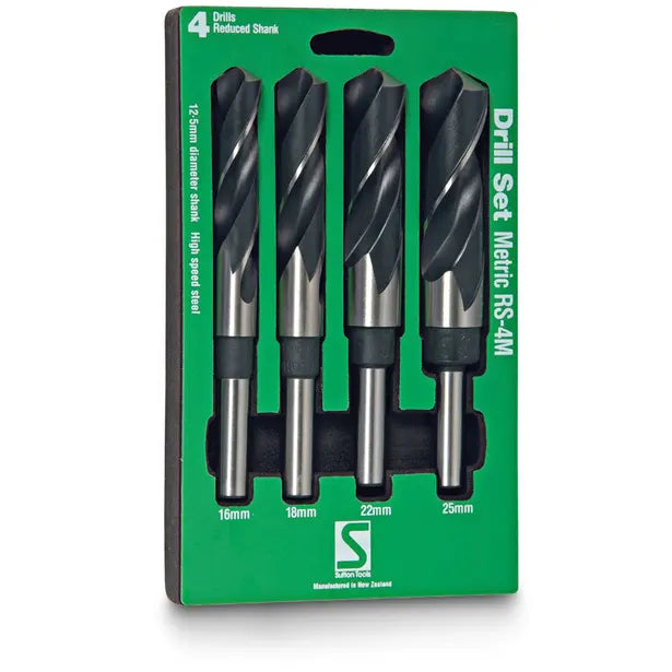 SUTTON 16-25MM METRIC HSS-BLUE REDUCED SHANK METAL DRILL BIT SET - 4 PIECE