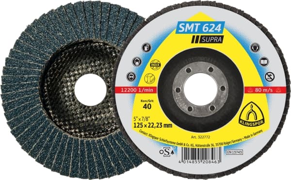 125mm Ultra Coarse Klingspor Flap Disc Supra for Metal & Stainless SMT624